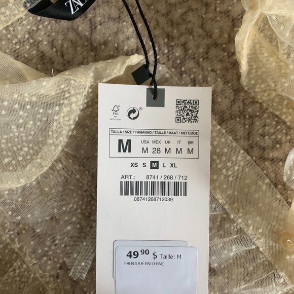 ZARA Tulle Ruffle Mesh Blouse - Picture 3 of 5